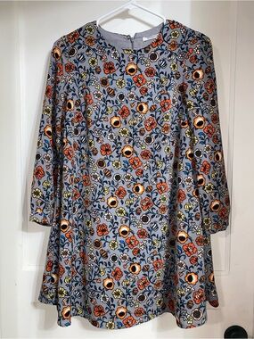 Glamorous Floral Swing Dress in Blue, Orange, Yellow, Black
